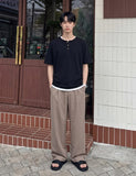 Round Henley Neck Short Sleeve T-shirts