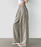 Summer Pin Tuck Long Wide Banding Pants