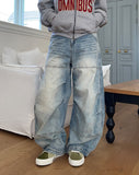 Clue pintuck wide denim pants