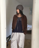 Nuen Suede Slit String Zip-Up Jacket