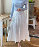 Eki Banding Shirring Flare Long Skirt