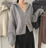 Cable Lulu Two-Way Loose Fit Knit Zip-Up