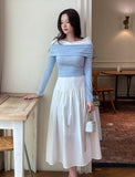 Bella Shirt Color Matching Layered Off-Shoulder T-shirt