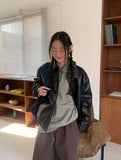 Cavit Cut Two-Way Washing Leather Jacket