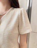 Hene V-neck Bokashi Peplum Jacket Blouse