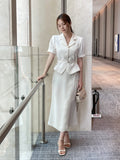 Riven Collar Puff Blouse Jacket (Belt Set)