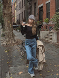 slit straight denim pants
