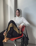 Solid track line two-way training pants