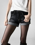 Flip short denim pants