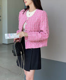 Seibo Round Check Tweed Short Jacket