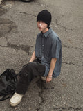 Elu stripe linen short sleeves shirt