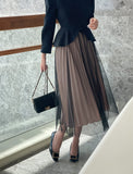Crete color matching pleated tulle one-piece