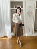 All-Grit Check Unbalanced Pleated Banding Skirt
