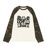 COLLAGE LETTER Camo Raglan Long Sleeve T-Shirt