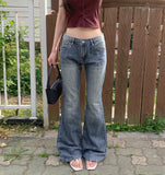 Slim Low-Rise Lightweight Semi Long Bootcut Denim Pants