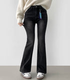 Boot Cut Fit Bonding Brushed Banding Denim Pants