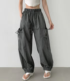 Nylon Rusting Side Ribbon Balloon Jogger Banding Pants