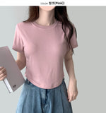 Modern Round Plain Short Sleeve T-shirt