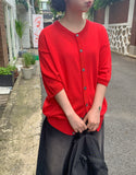 [unisex] Hugen Summer Boucle Round Knit Cardigan