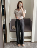 Kelly Unbalanced Drape Short Sleeve Tee-Blouse