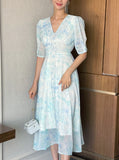 Teilrin Chiffon Shirred Long One Piece