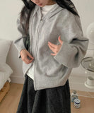 Giten Color Wool Hood Zip-Up Knit Cardigan