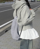 Popo Stripe Fluffy Backpack