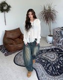 Eddie Flame Curved Denim Pants