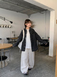 Hedeki banding snap button wide cotton pants