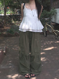 Mealing Frill Button Lace Flared Sleeveless Blouse
