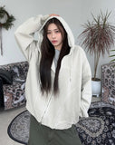 Hid Pigment Curved Hooded Zip-Up