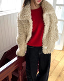 Piru Half Poodle Fluffy Fur Coat Jacket