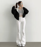 [Peach fuzz] Winter Long Length Span Long Boot Cut Cotton Pants