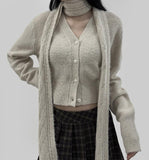 Wool 10%) Hafen Muffler V-neck Cardigan