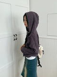 Turi Season Check String Long Sleeve Hood T-shirt
