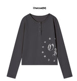 VINTAGE OF STAR Henley Neck Long Sleeve T-Shirt