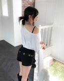 Stars Lettering Unbalance Short Sleeve