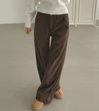 Corduroy Banding Bonding Brushed Loose Bootcut Pants