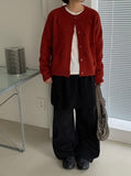 Beshos Pom Pom Round Knit Cardigan