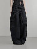Goel Frill Belt Curved Cotton Pants