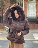 Loera Fur Hood Short Padding Jumper (Belt Set)