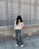 Naf washed denim wide pants