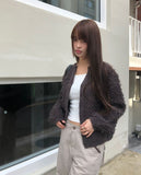 Yufit Fluffy Wool Fur Long Sleeve Cardigan