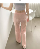 Back Embroidery Point Semi Bootcut Banding Pants