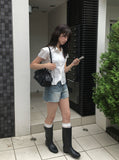 Alone Collar Cap Sleeve Wrinkle Short Sleeve Blouse Shirt