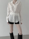 Sie Knot See-through Wrap Shirt Blouse