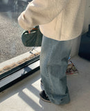 Gomibe Washed Denim Wide Pants