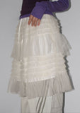 SHEER TIERED MIDI SKIRT