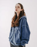 Dust pigment hood zip-up