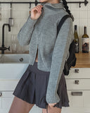 High-Neck Two-Way Knit Zip-Up